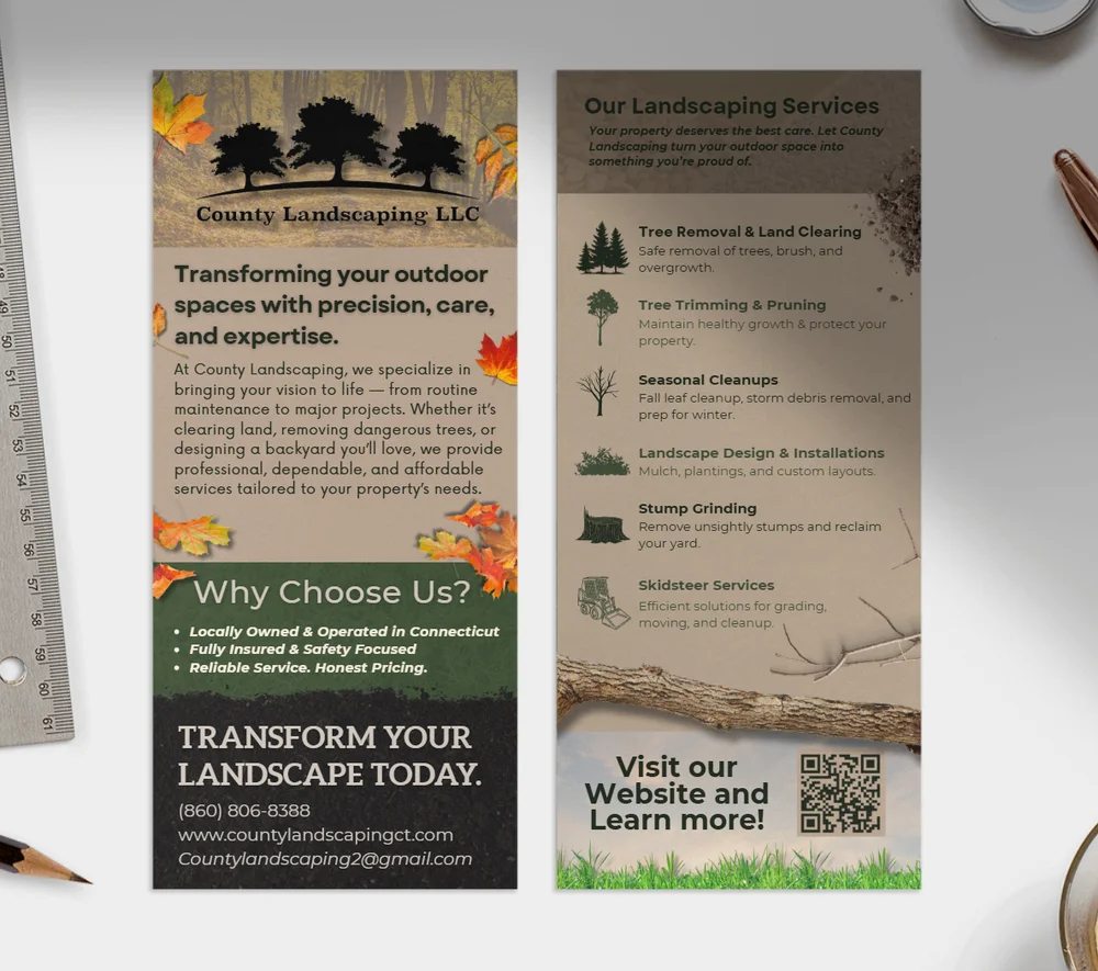 County Landscaping printed rack card design