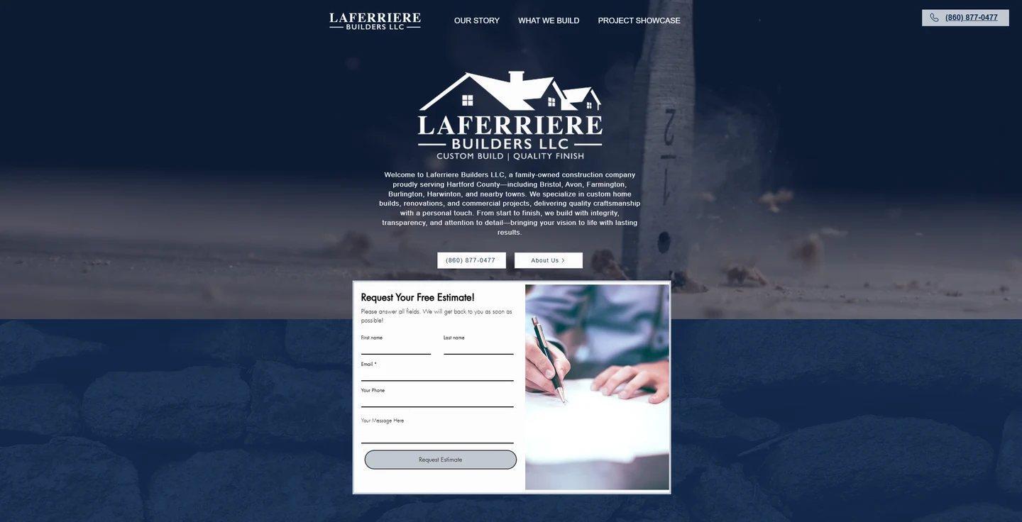 Laferriere Builders website from the Just-in Time portfolio